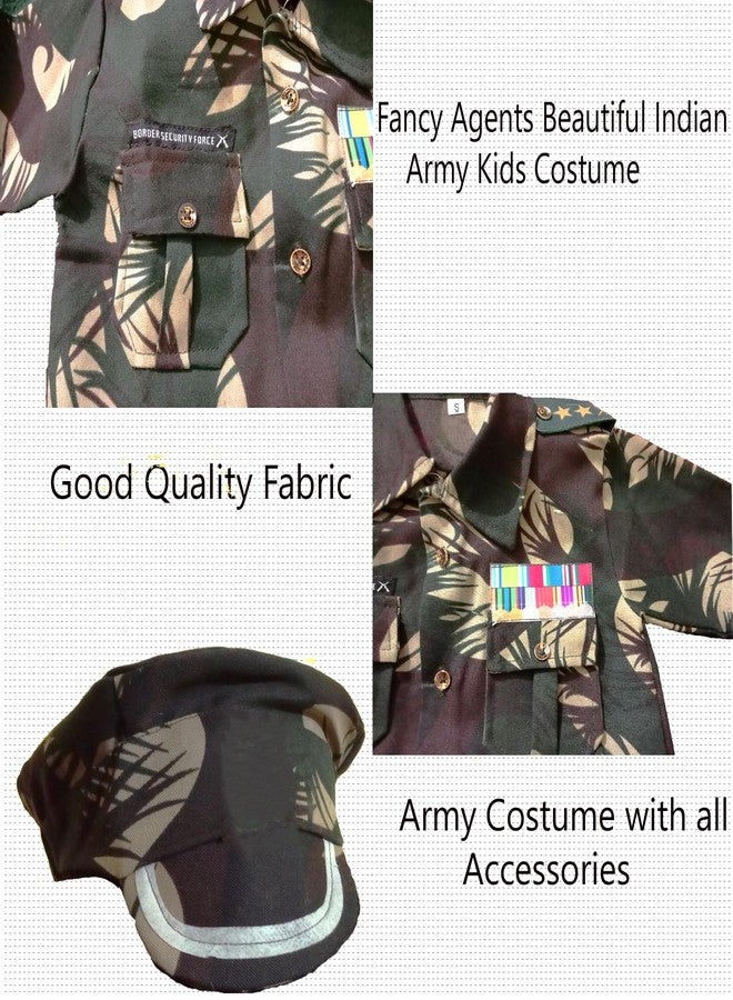Fancy Agents Polyester Army Dress/Costume for kids| Indian Army and Police Costume for | National Soldier Costume for Kids Boys and Girls (Free Watch Gift for) (5-6 Years, Indian) - Image 3